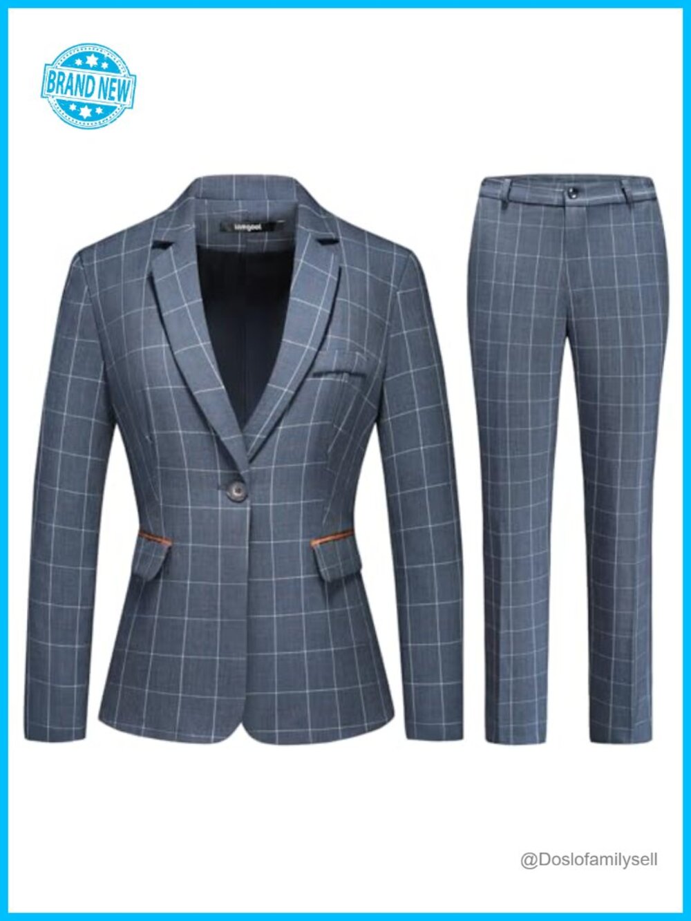 Women's 2 Piece Plaid Suit Set Blazer & Pants Business Casual